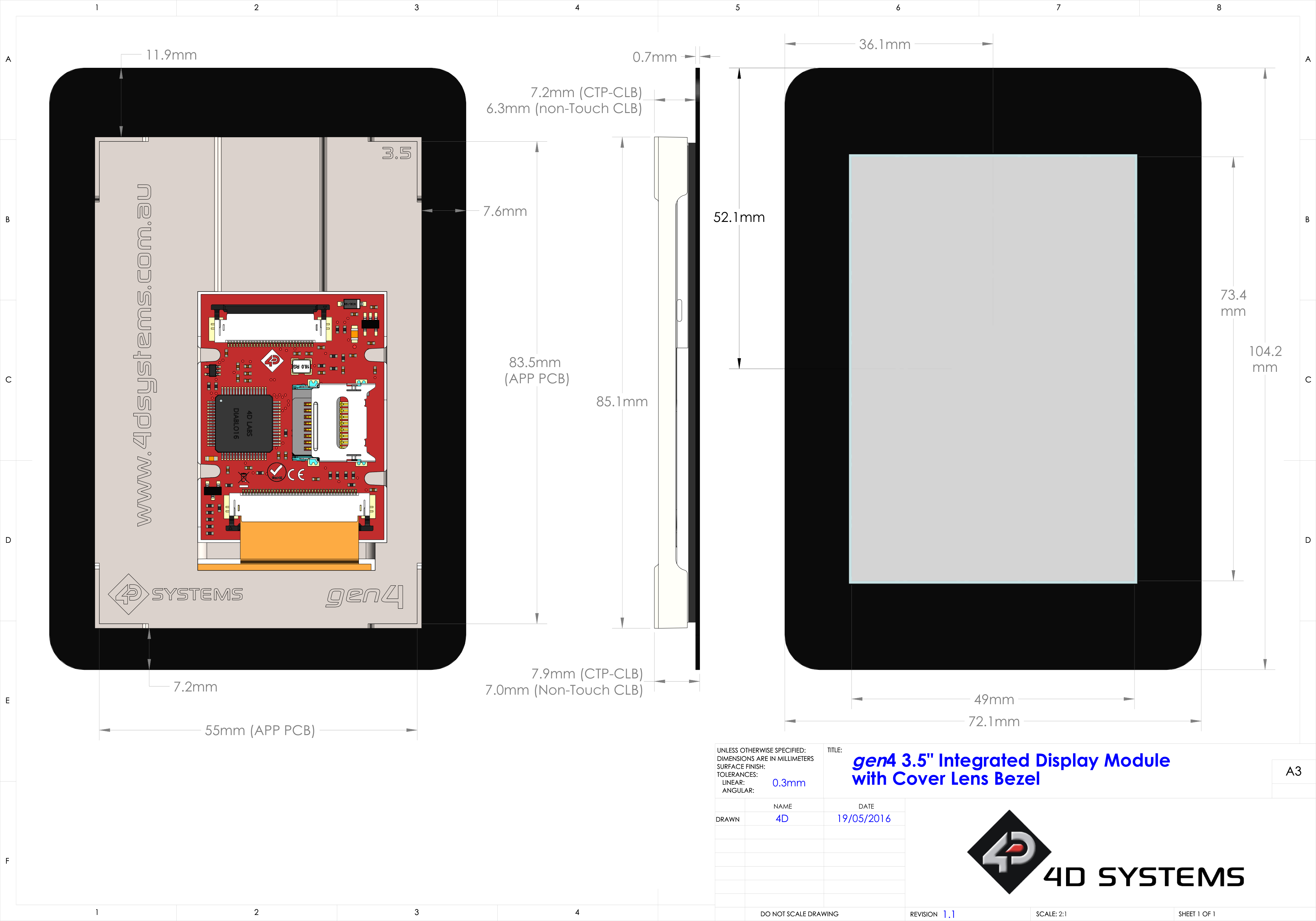 gen4-uLCD-35D Mechanical Drawing