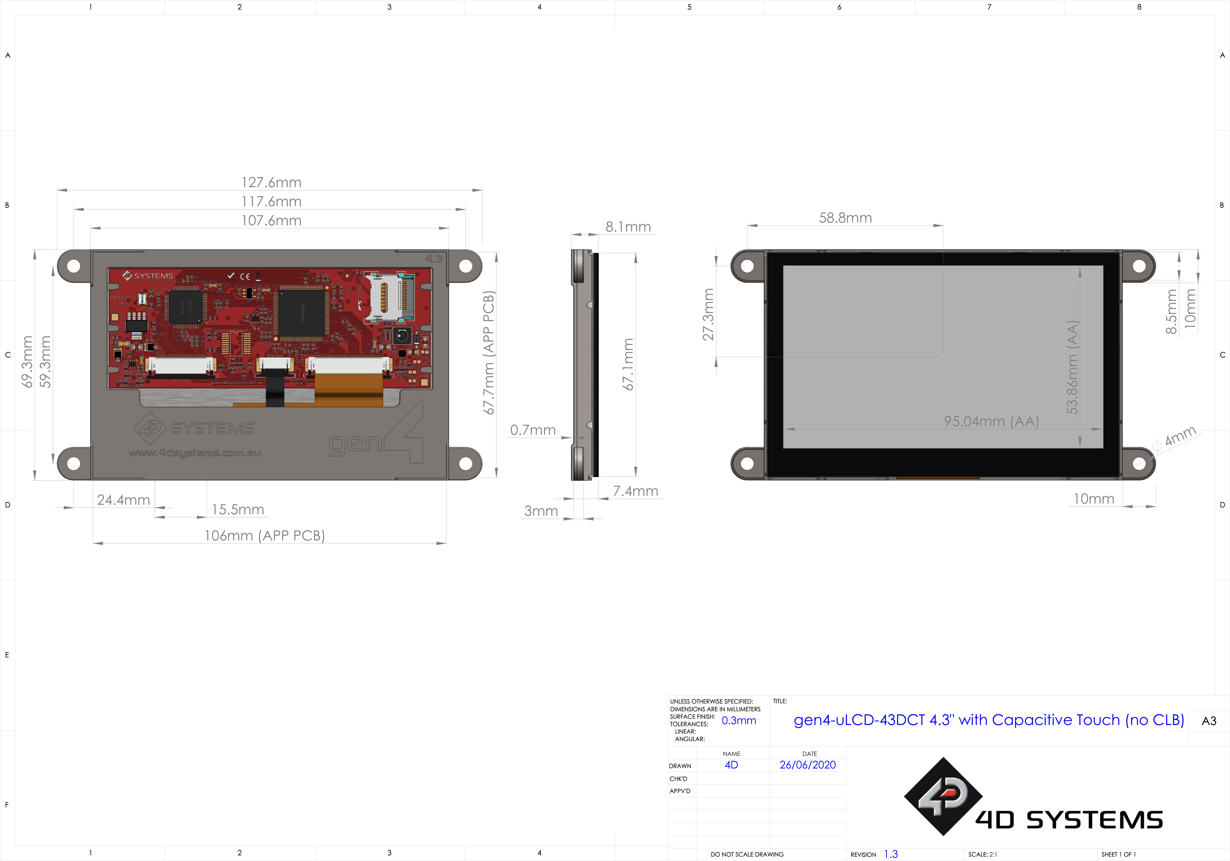 gen4-uLCD-43D Mechanical Drawing