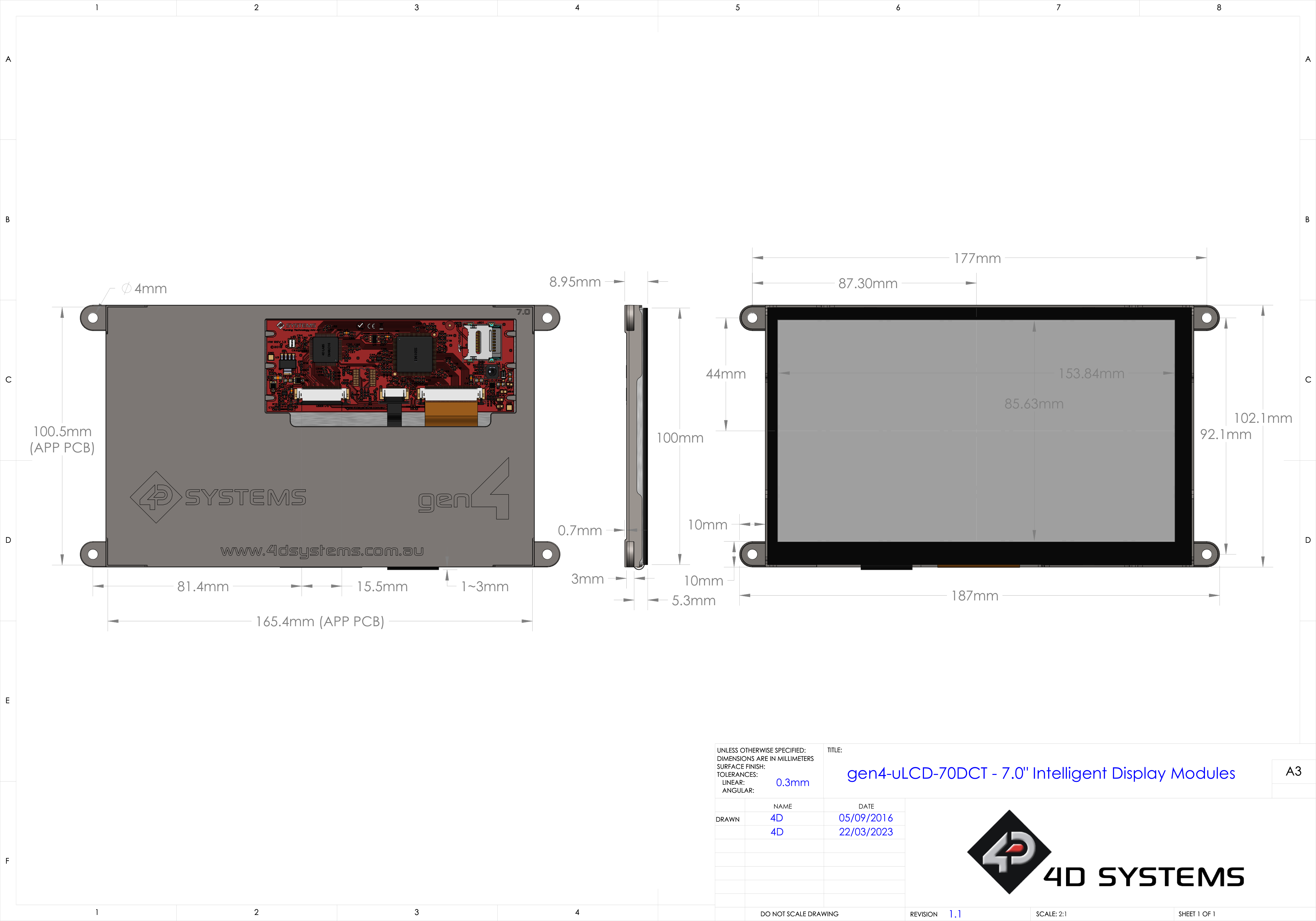 gen4-uLCD-70DCT Mechanical Drawing