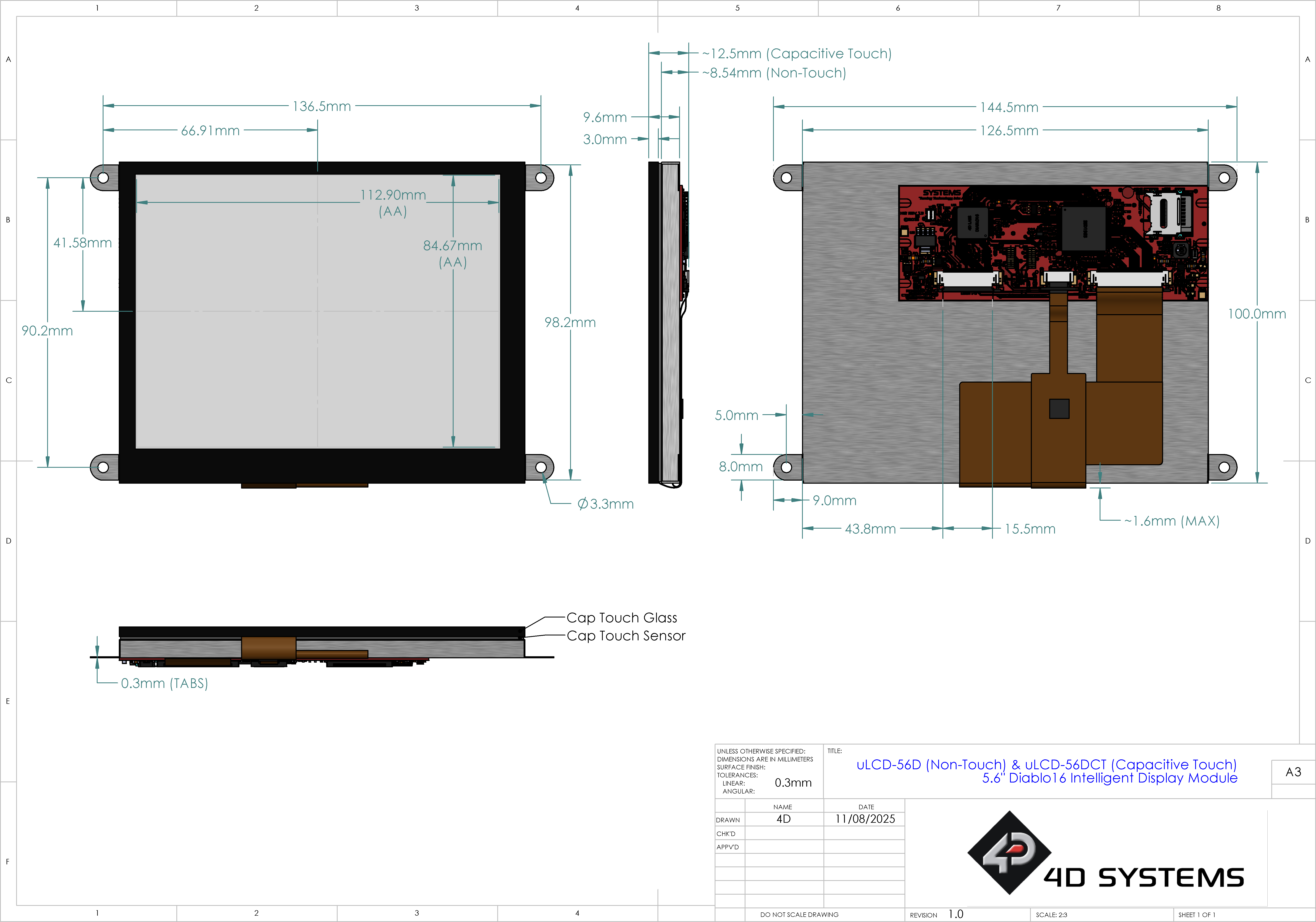 uLCD-56D / 56DCT Mechanical Drawing